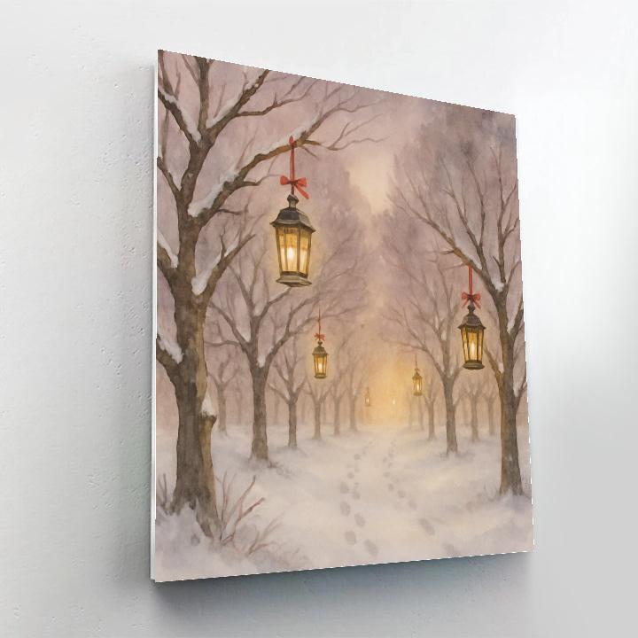 Christmas Lantern Path Through Orchard Painting by numbers kit