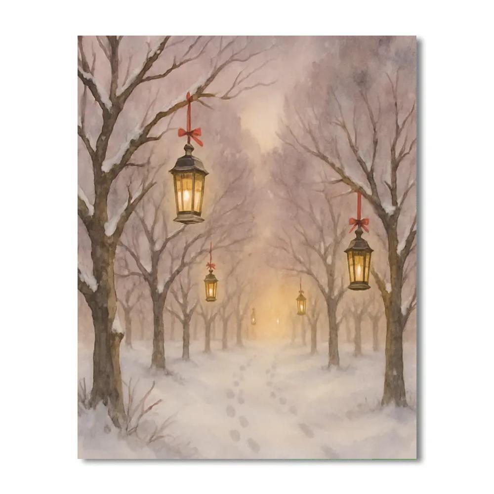 Christmas Lantern Path Through Orchard Painting by numbers kit