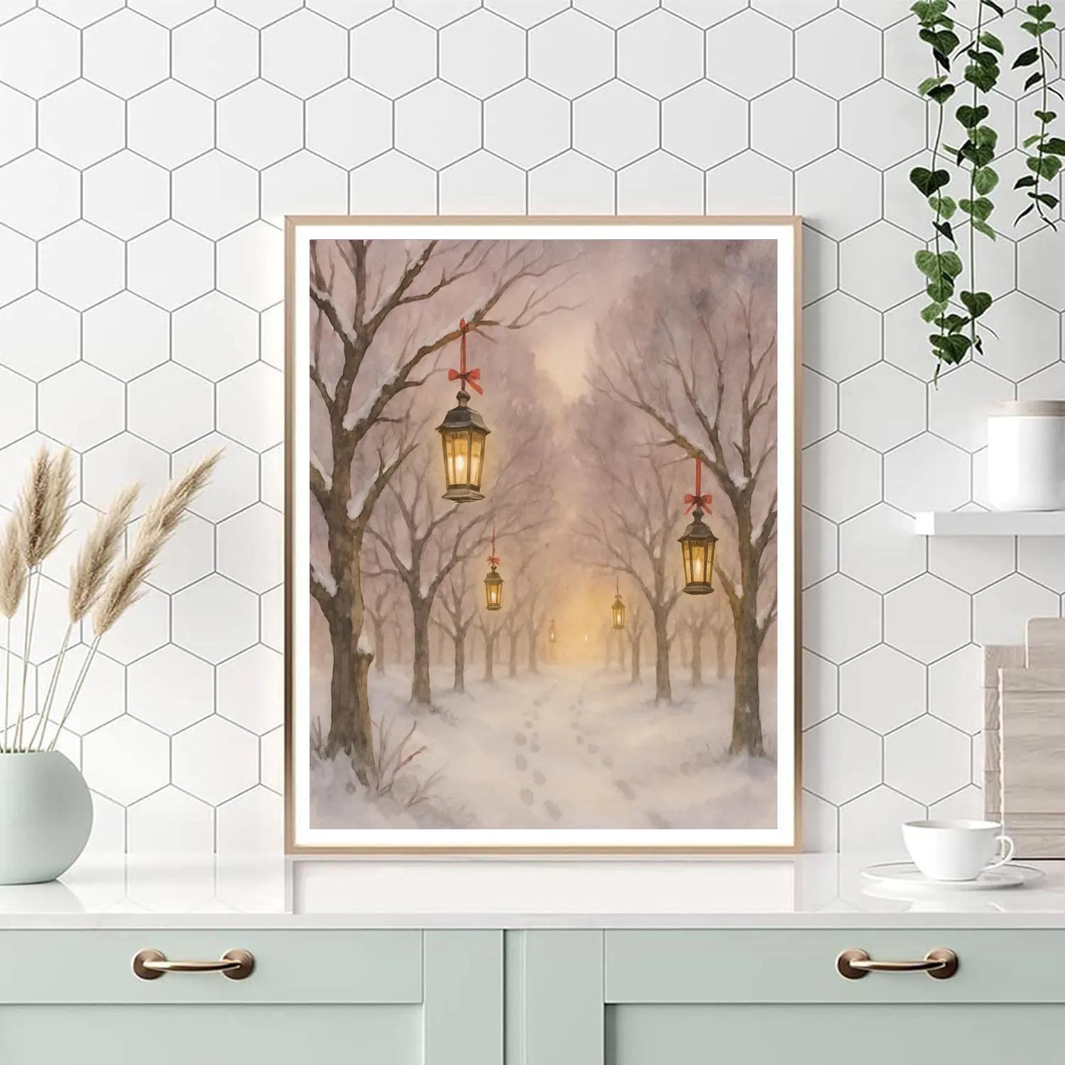 Christmas Lantern Path Through Orchard Painting by numbers kit