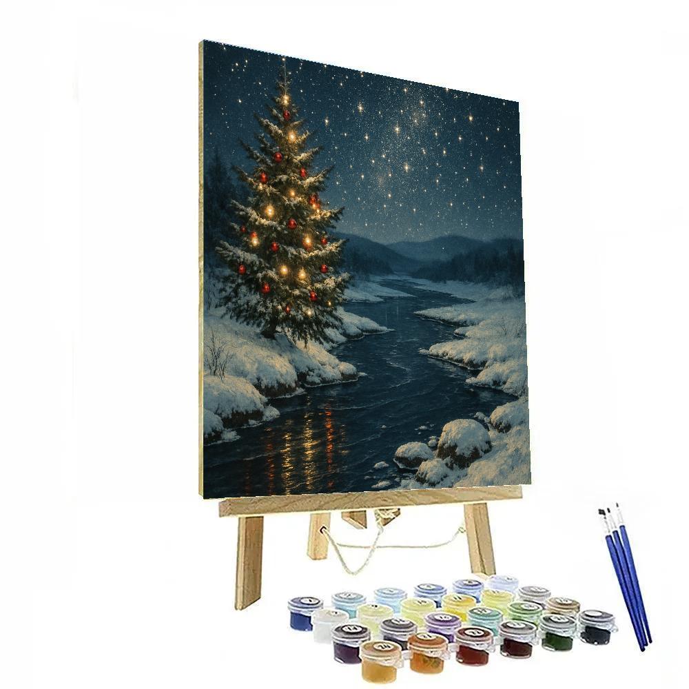 Christmas Starglow Over Snowy River paint by color