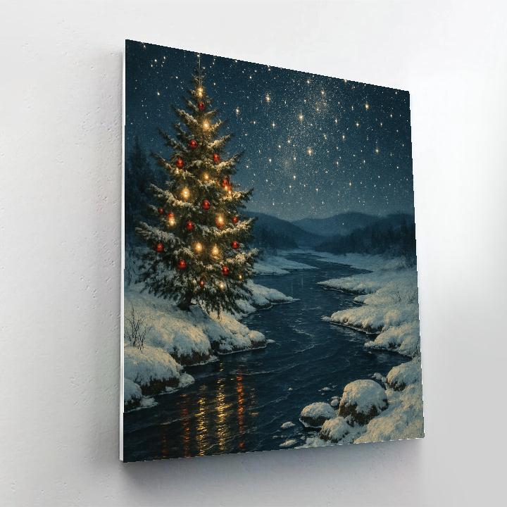 Christmas Starglow Over Snowy River paint by color