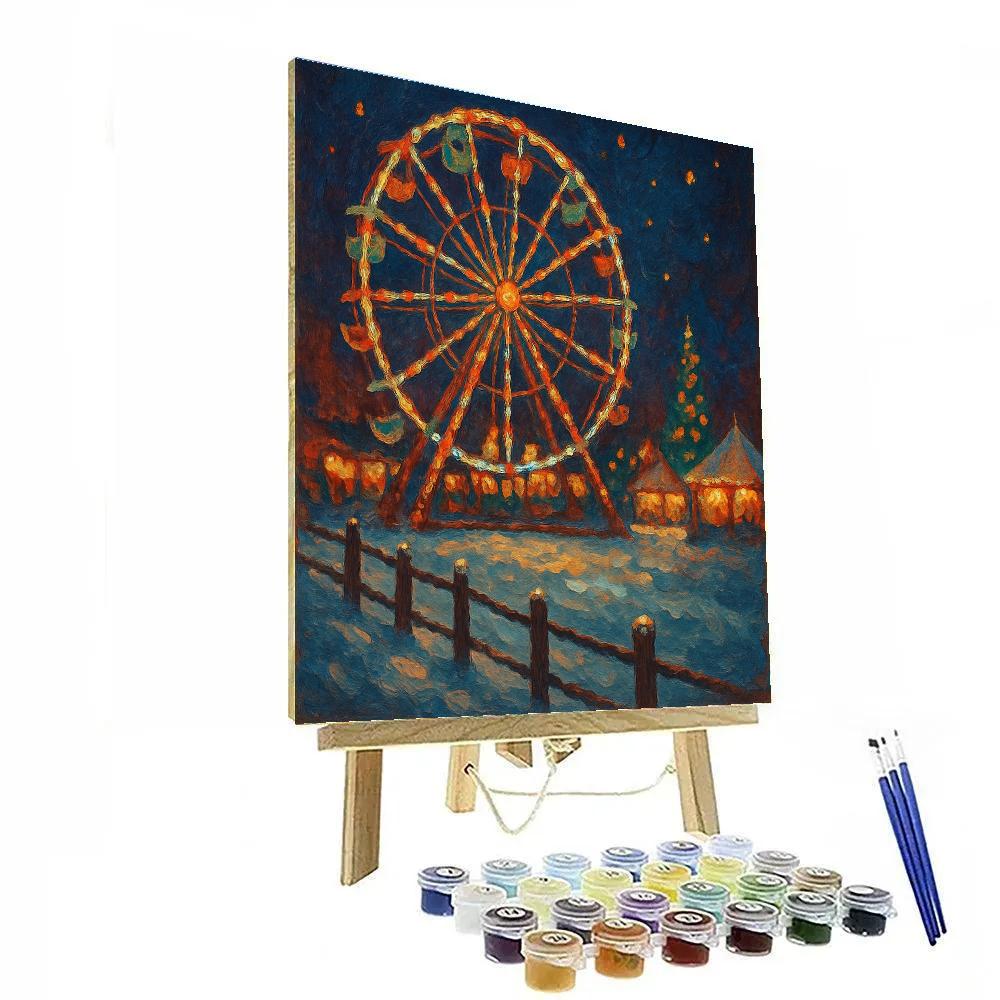 Starlit Christmas Ferris Wheel Number painting