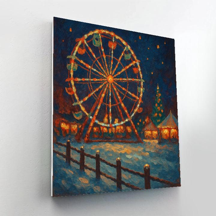 Starlit Christmas Ferris Wheel Number painting