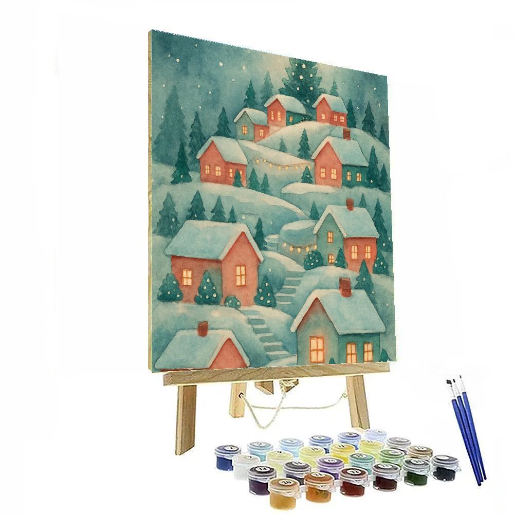 Christmas Village On Stepped Hills Number painting