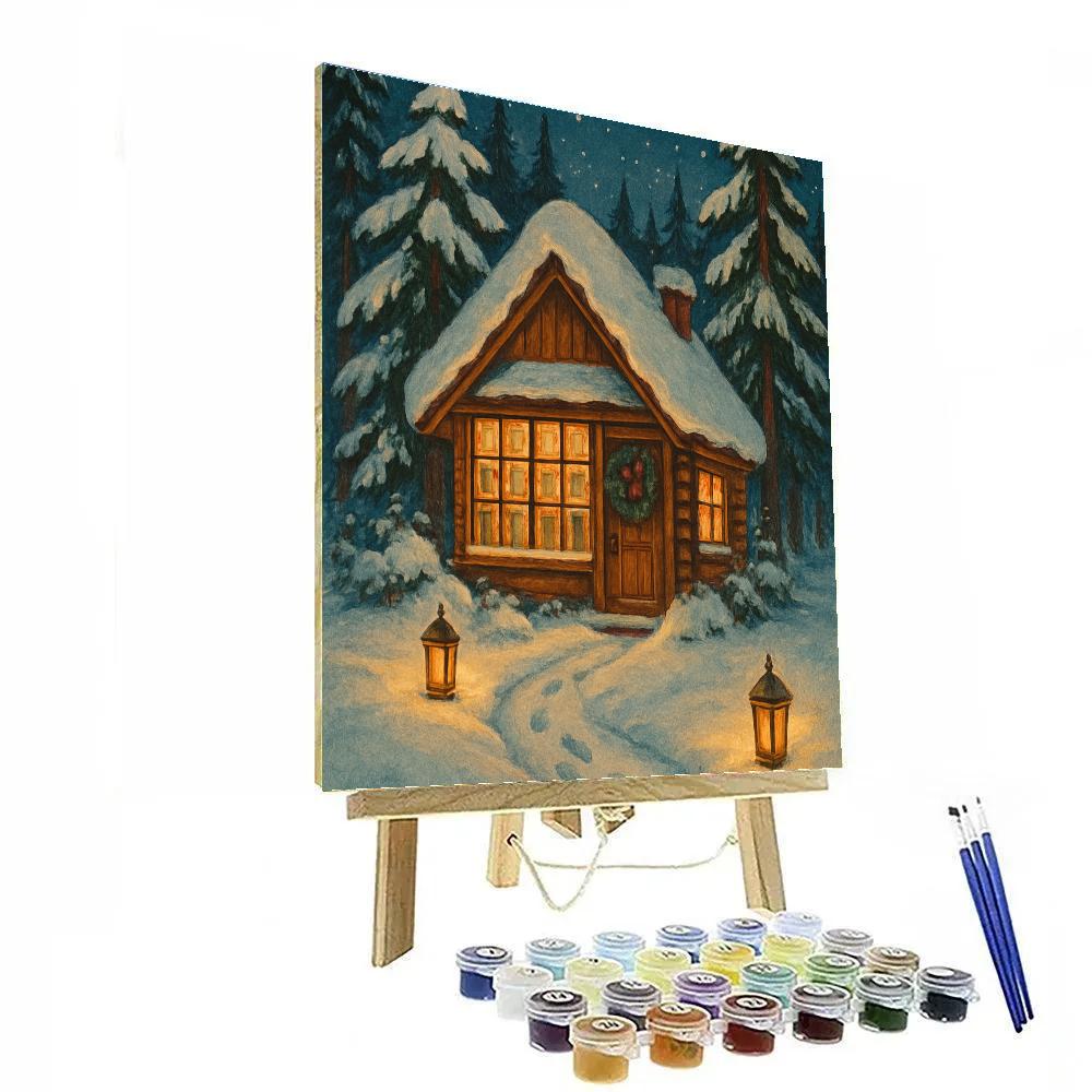 Holiday Forest Library Under Snow Numbered painting kits