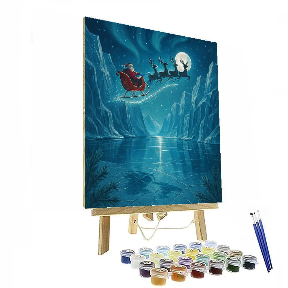 Midnight Sleigh Over Crystal Fjord paint by number