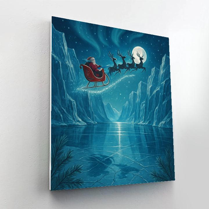 Midnight Sleigh Over Crystal Fjord paint by number