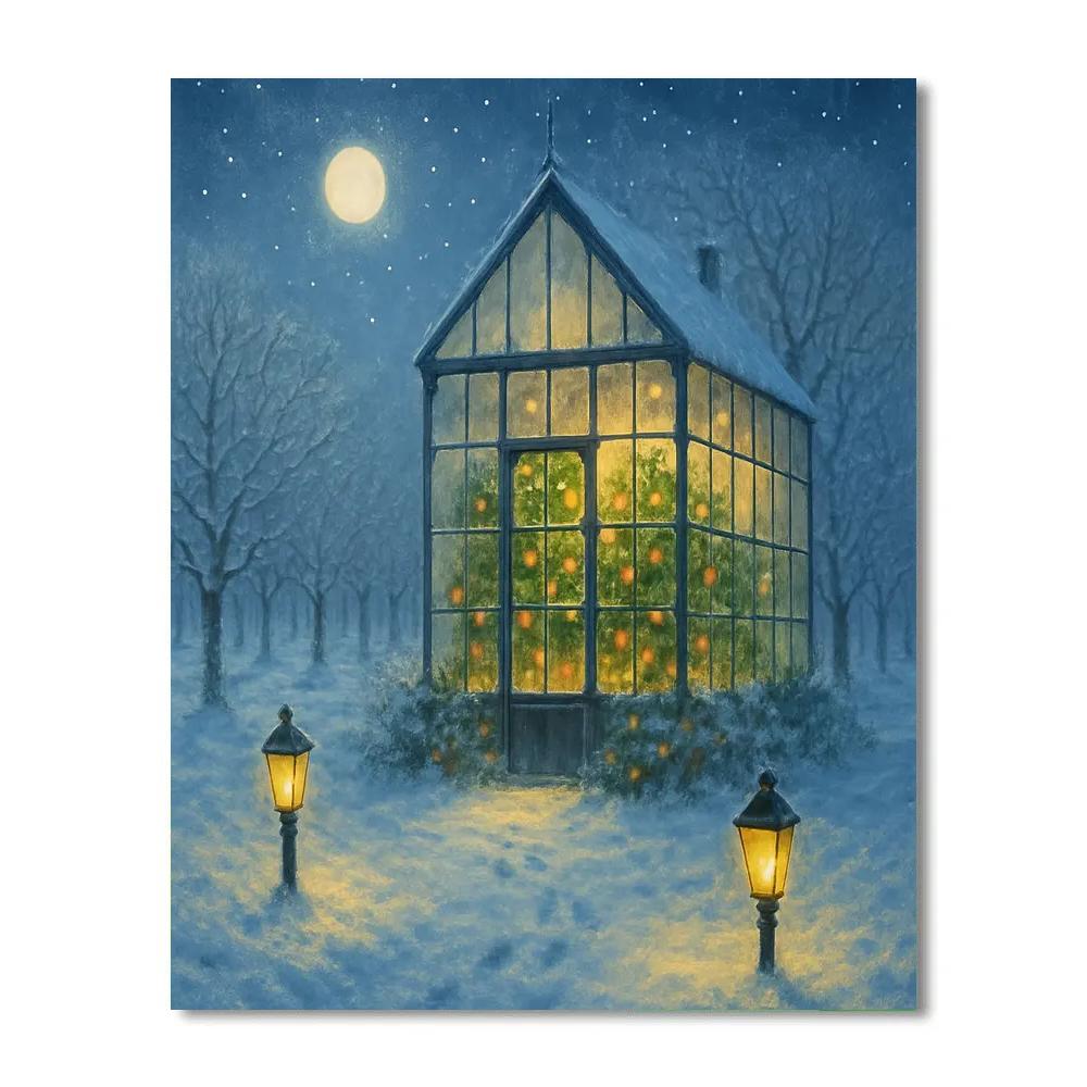 Frosted Greenhouse Christmas Orchard Paint by numbers kits