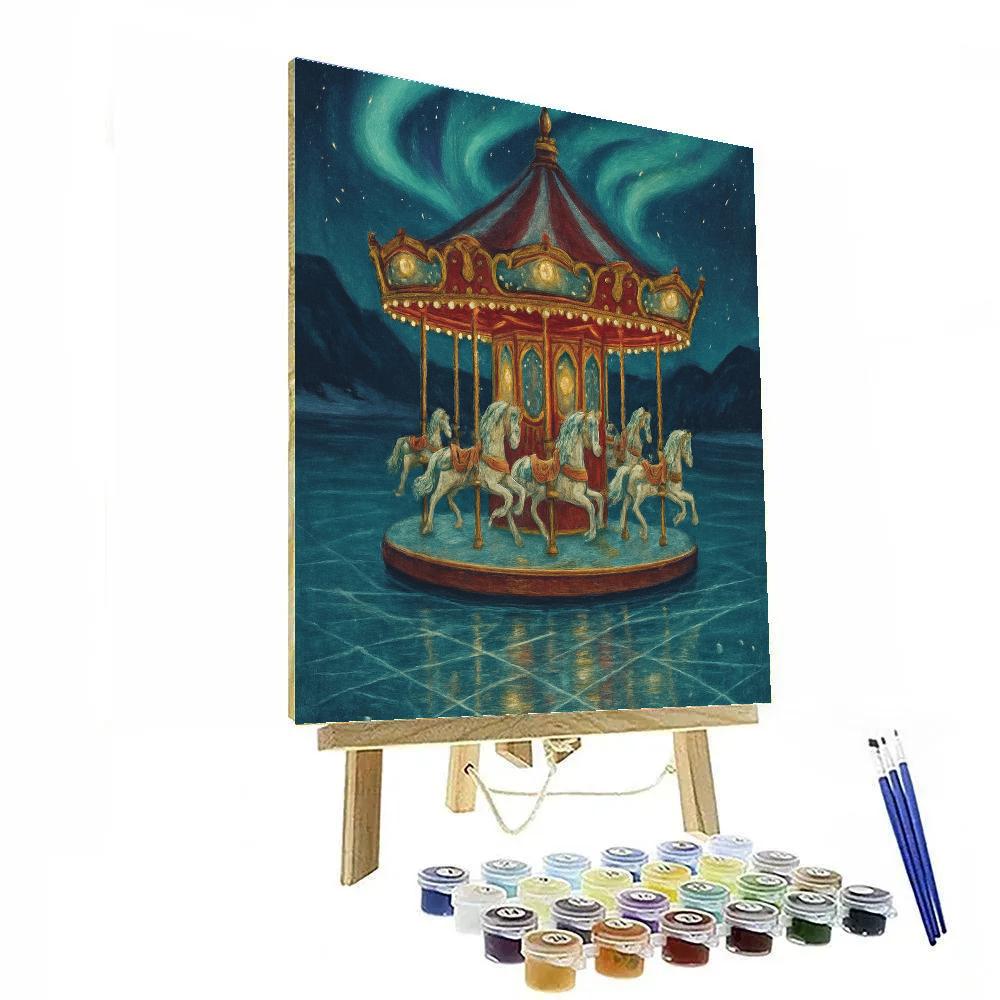 Aurora Carousel On Frozen Lake Paint by numbers art