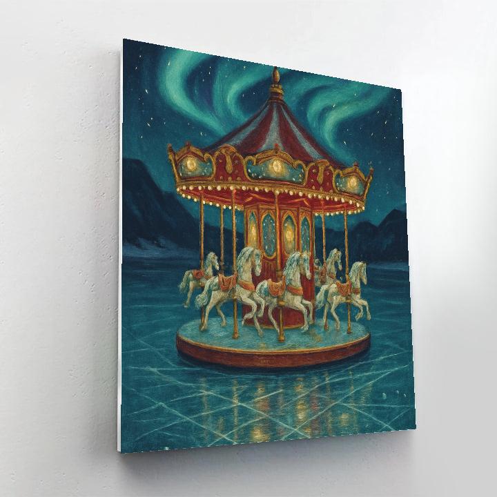 Aurora Carousel On Frozen Lake Paint by numbers art