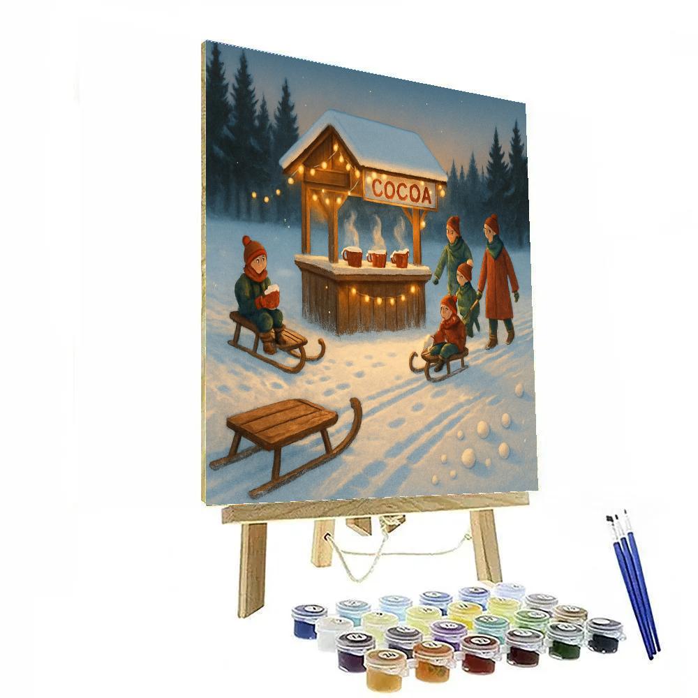 Christmas Cocoa Stand In Winter Meadow Painting by numbers kit