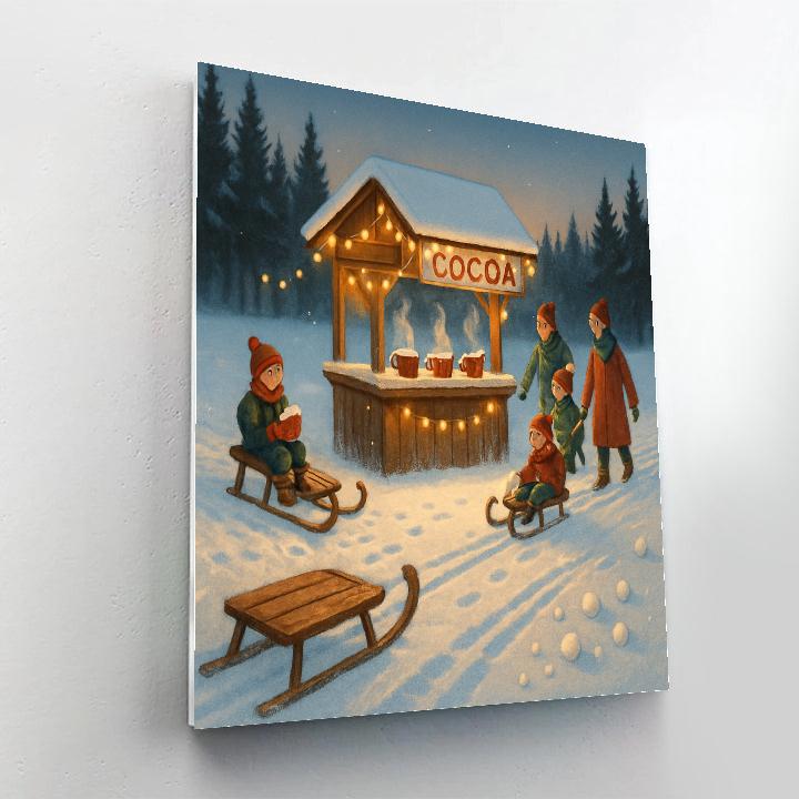 Christmas Cocoa Stand In Winter Meadow Painting by numbers kit