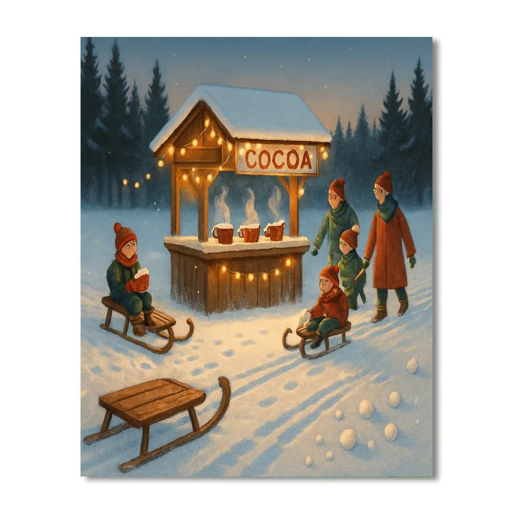 Christmas Cocoa Stand In Winter Meadow Painting by numbers kit