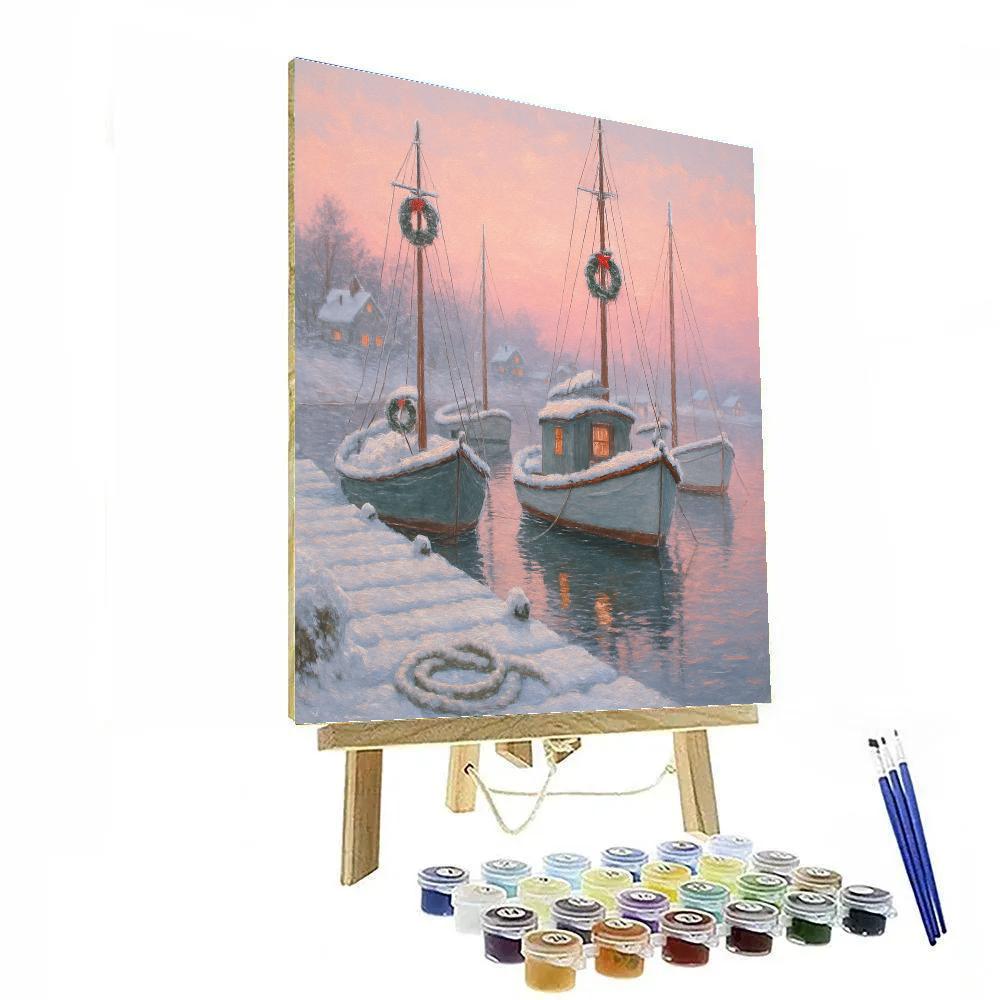 Christmas Dawn Over Sleeping Harbor paint by numbers
