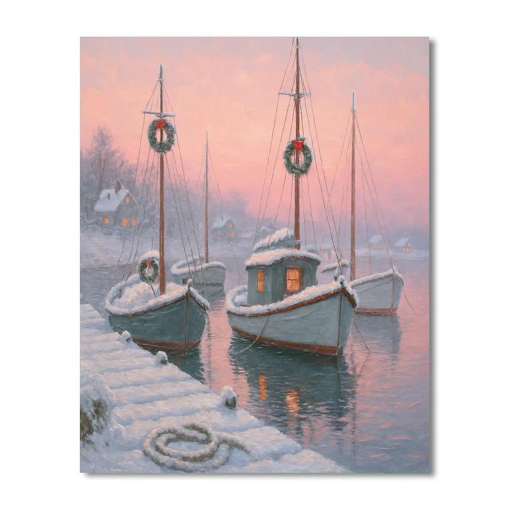 Christmas Dawn Over Sleeping Harbor paint by numbers
