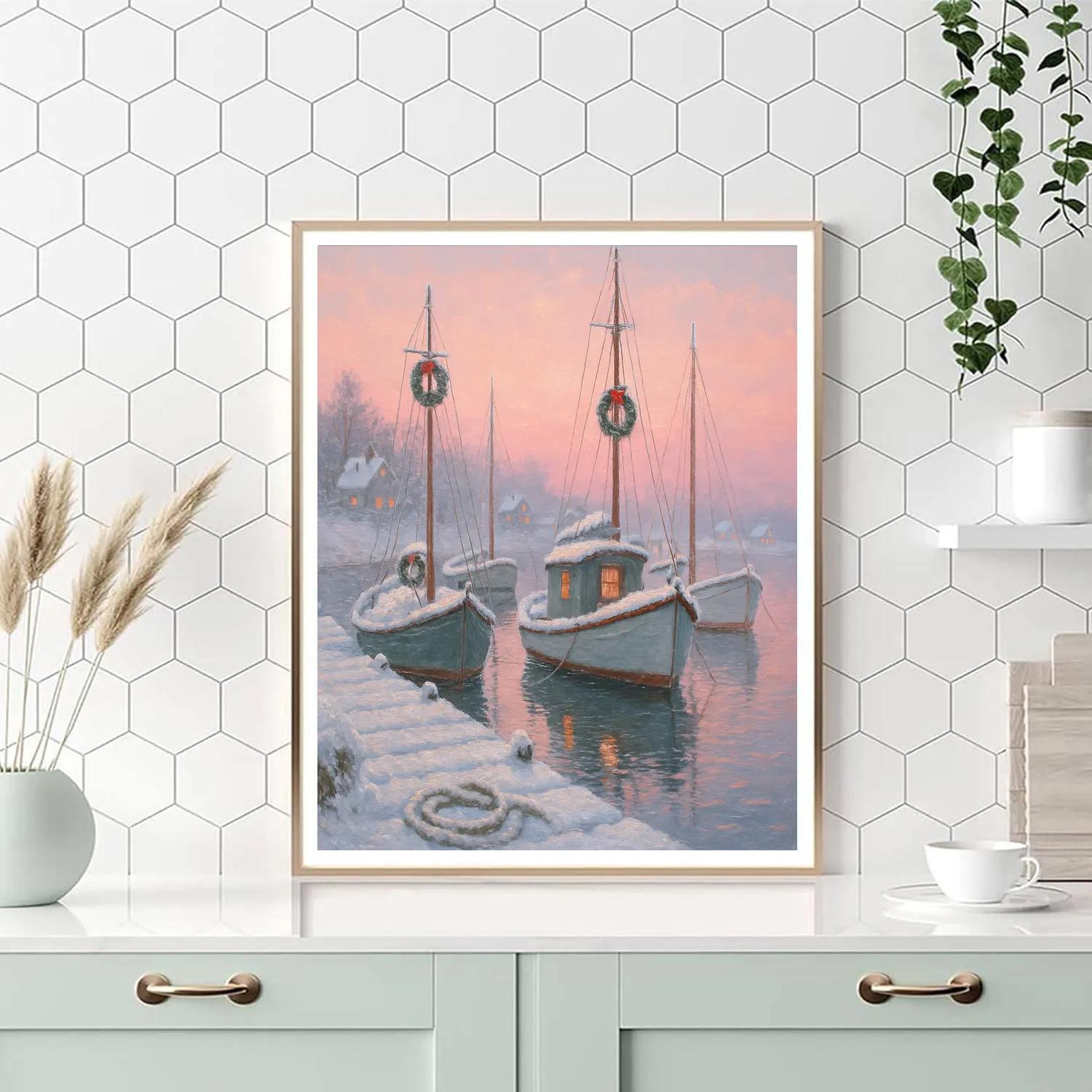 Christmas Dawn Over Sleeping Harbor paint by numbers