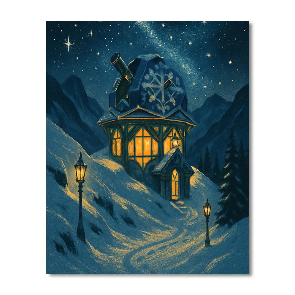 Snowflake Observatory In Alpine Pass paint by color