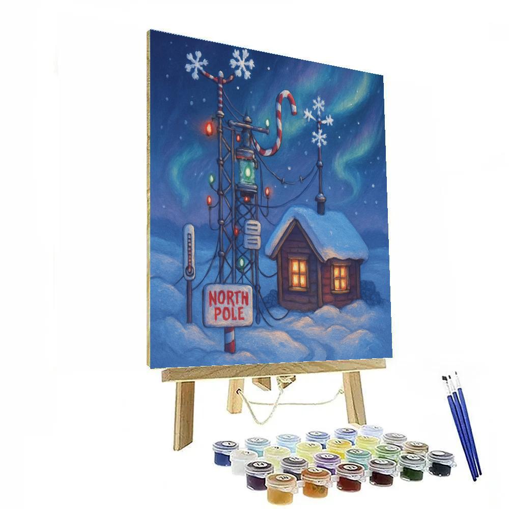 North Pole Weather Station At Dusk paint by color