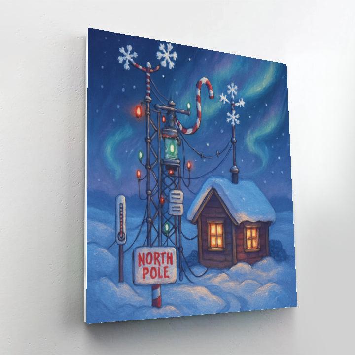 North Pole Weather Station At Dusk paint by color