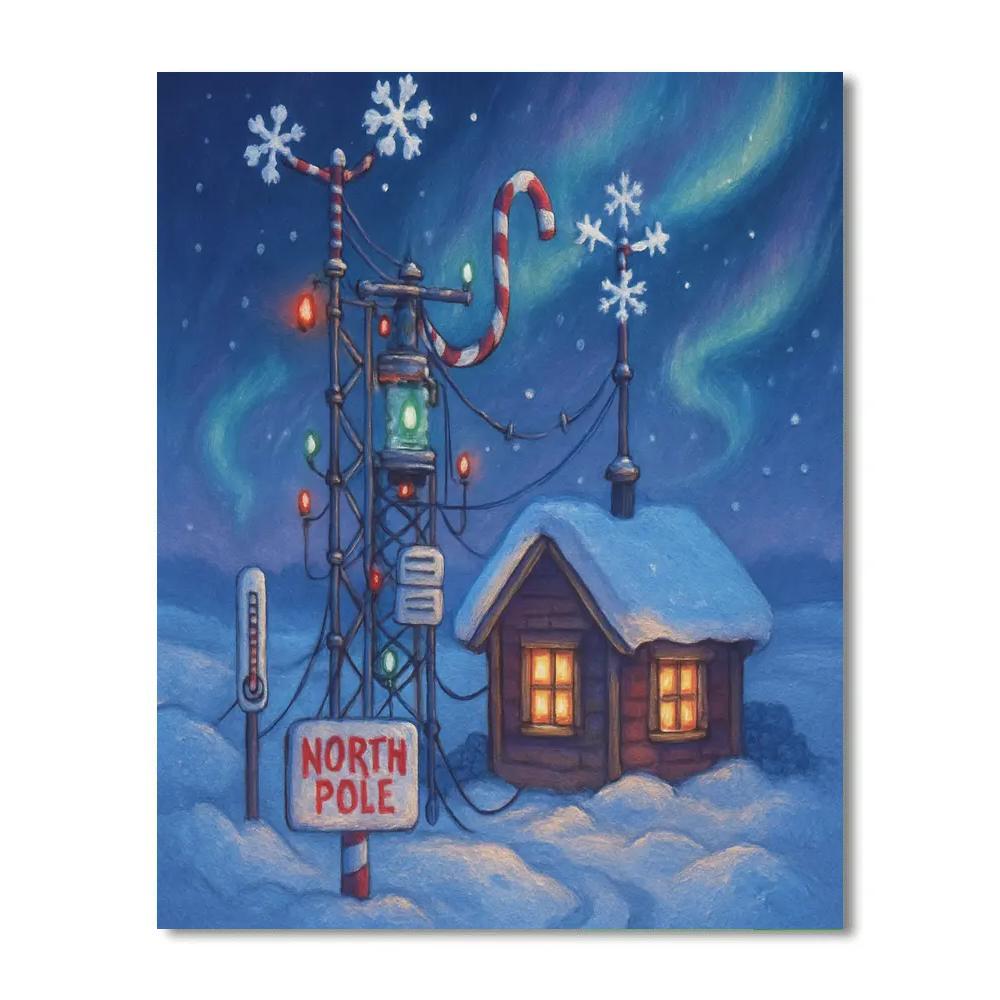 North Pole Weather Station At Dusk paint by color