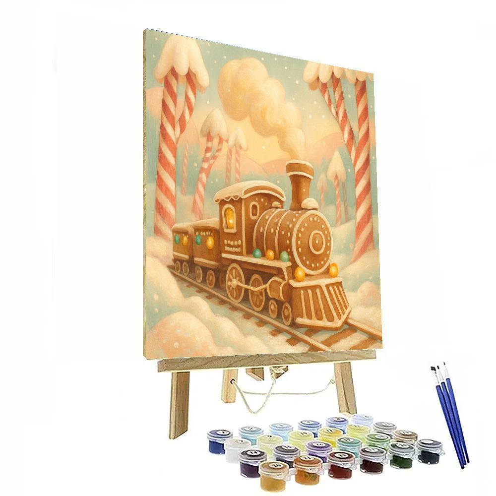 Gingerbread Train Through Sugar Forest Paint by numbers art