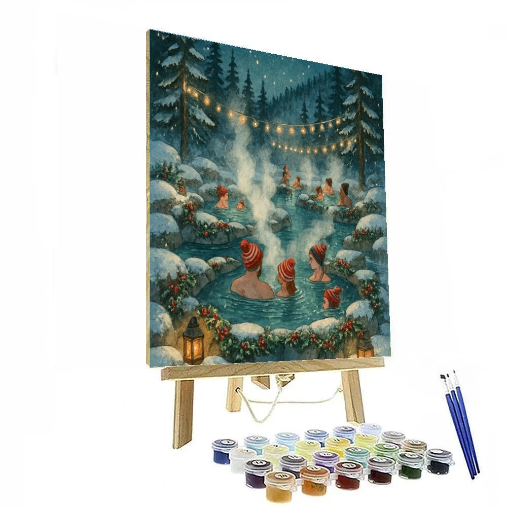 Christmas Hot Springs In Snowy Valley paint by numbers