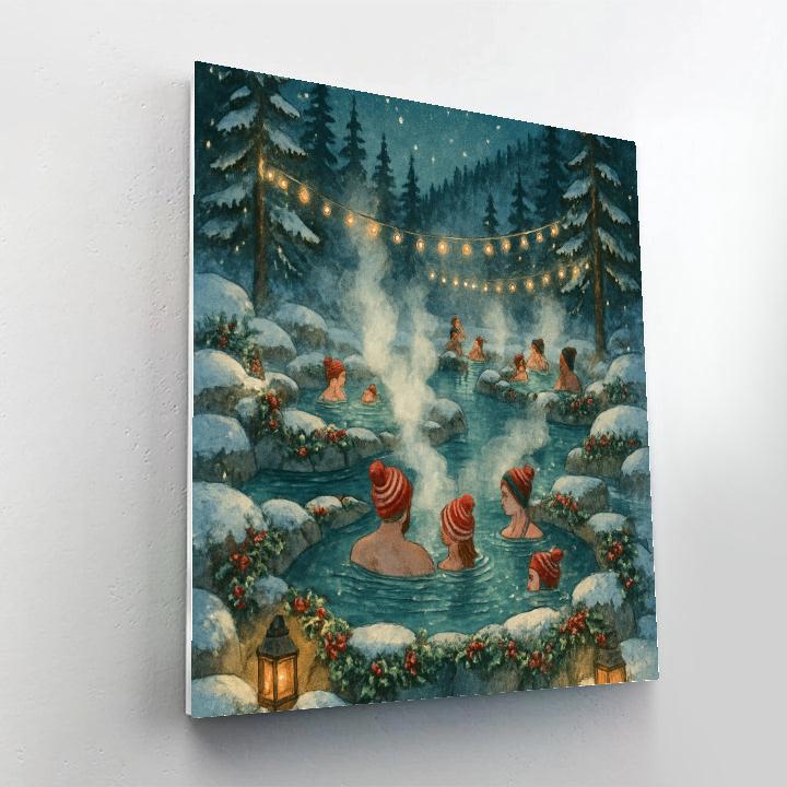 Christmas Hot Springs In Snowy Valley paint by numbers