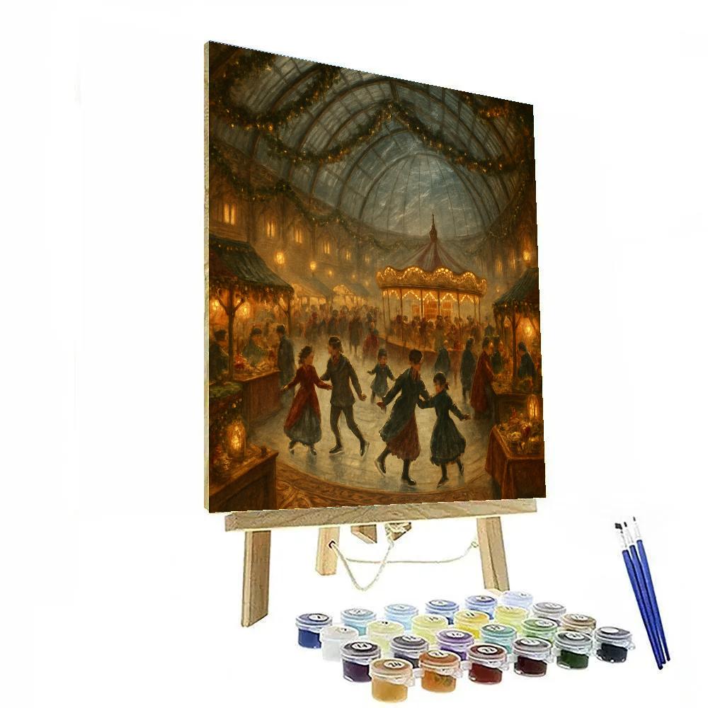 Victorian Winter Fair Under Glass Dome Paint by numbers art
