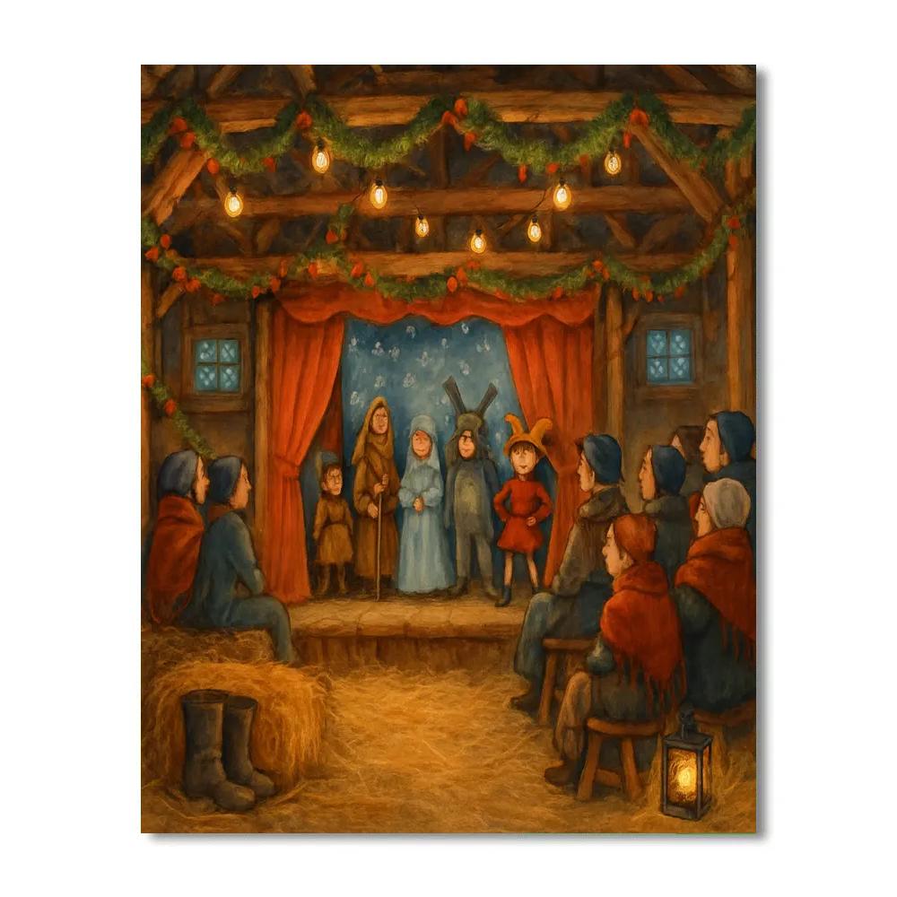 Christmas Pantomime In Village Barn DIY paint by numbers
