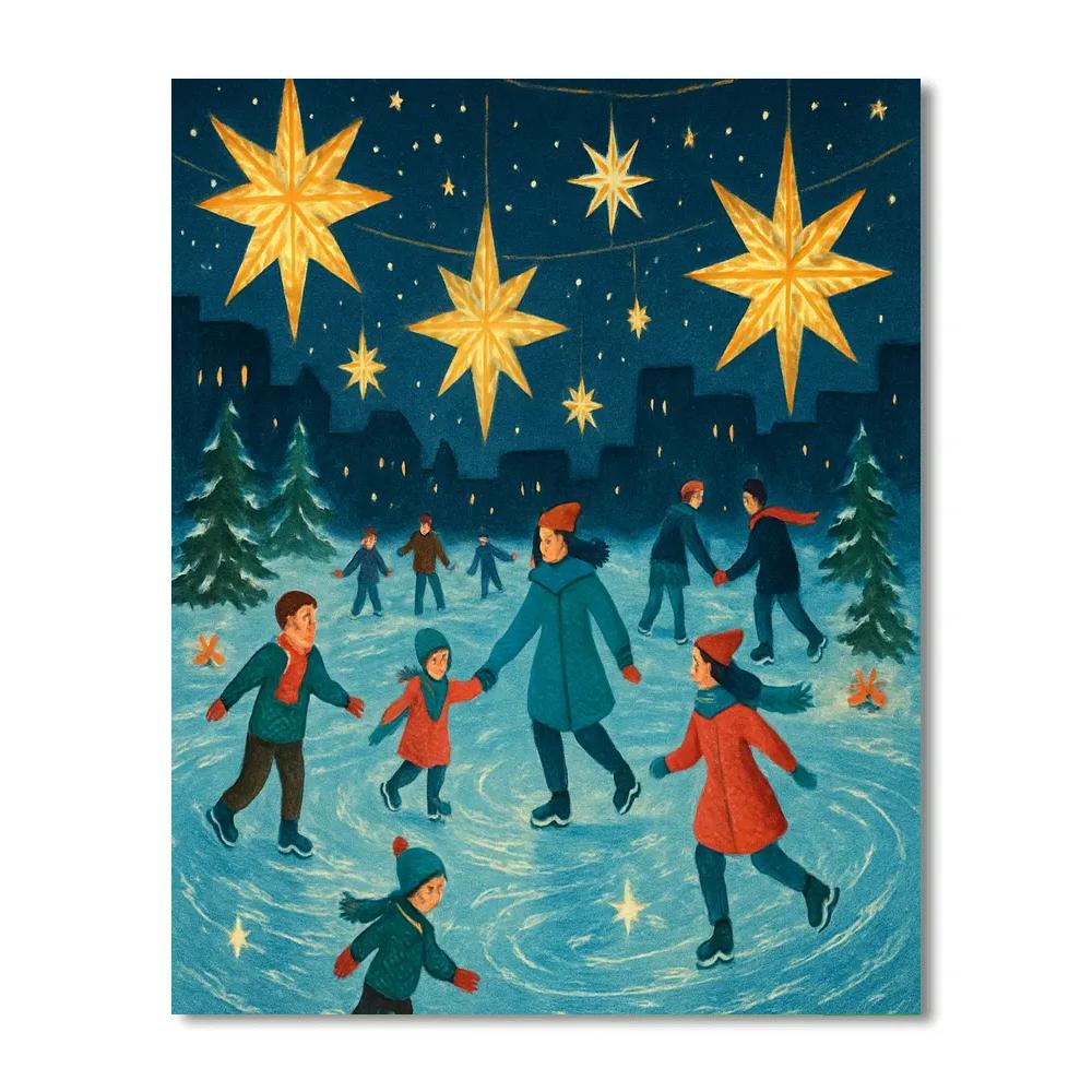 Ice Skating Under Suspended Stars painting number kit