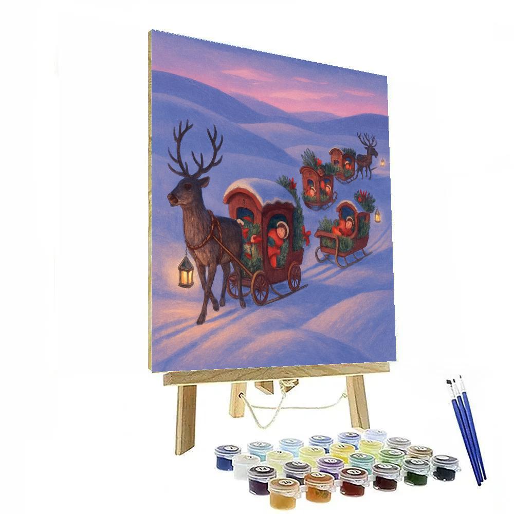 Christmas Caravan Through Snow Dunes paint by color