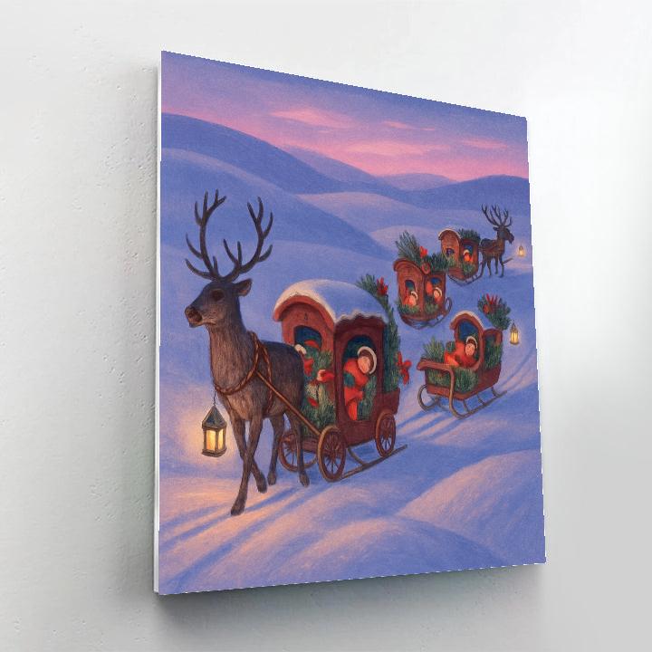 Christmas Caravan Through Snow Dunes paint by color