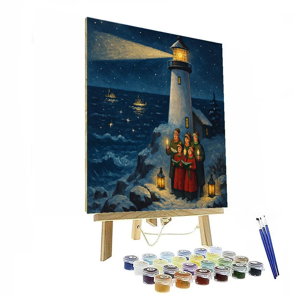 Christmas Lighthouse Cliffside Choir Numbered painting kits