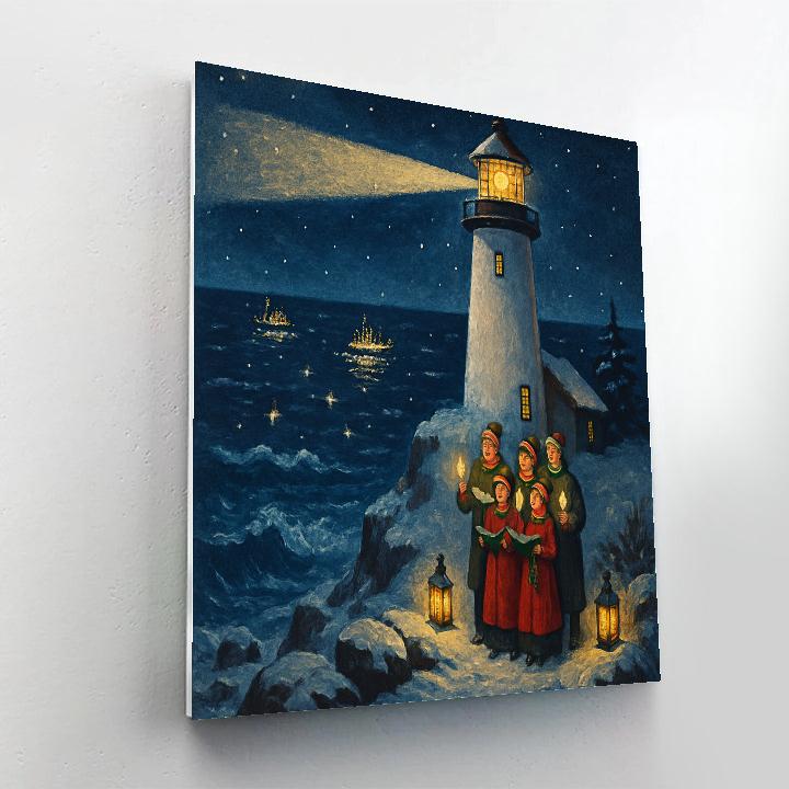 Christmas Lighthouse Cliffside Choir Numbered painting kits