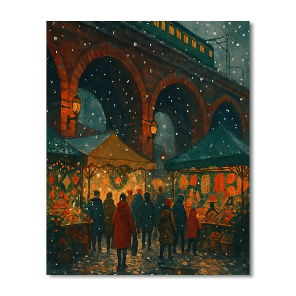 Christmas Market Under Railway Arches painting number kit