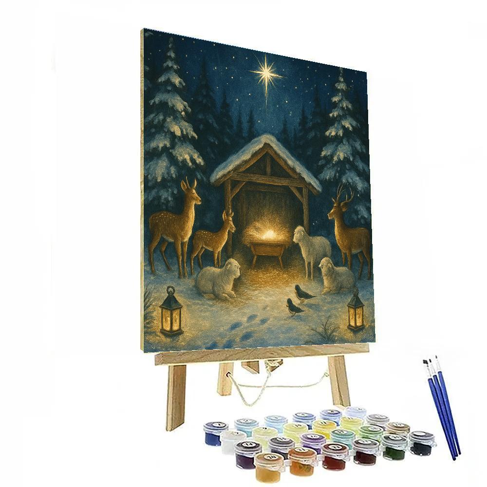 Northern Forest Nativity Under Starlight Numbered painting kits