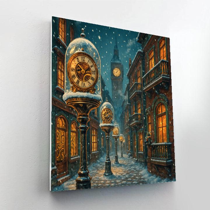 Snowy Clockwork Christmas Street DIY paint by numbers