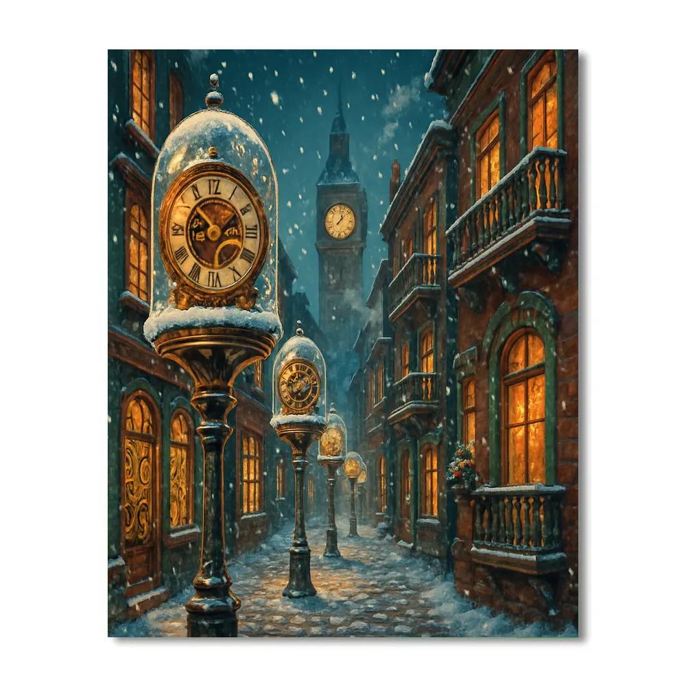 Snowy Clockwork Christmas Street DIY paint by numbers