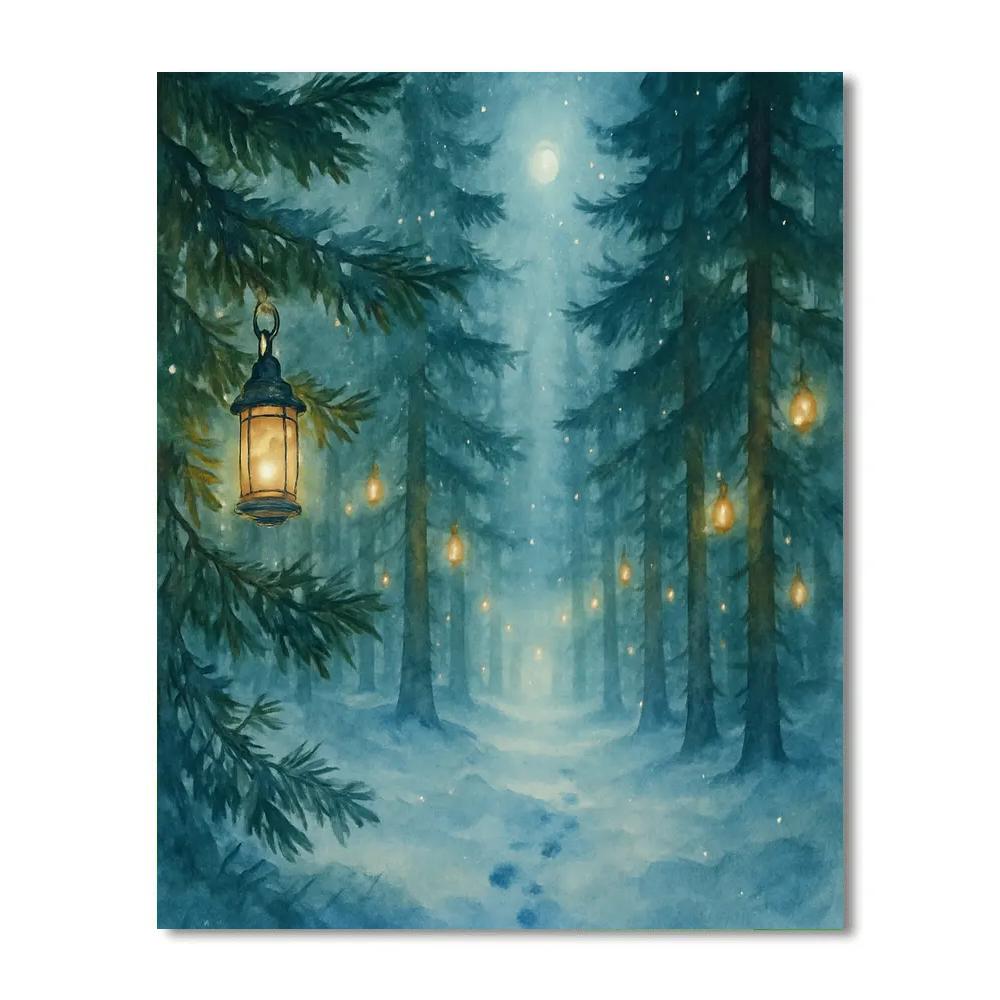 Midwinter Christmas Lantern Forest Numbered painting kits