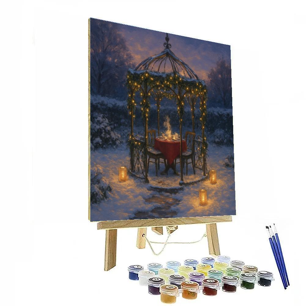 Christmas Tea Under Frosted Gazebo paint by color