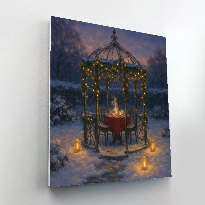 Christmas Tea Under Frosted Gazebo paint by color