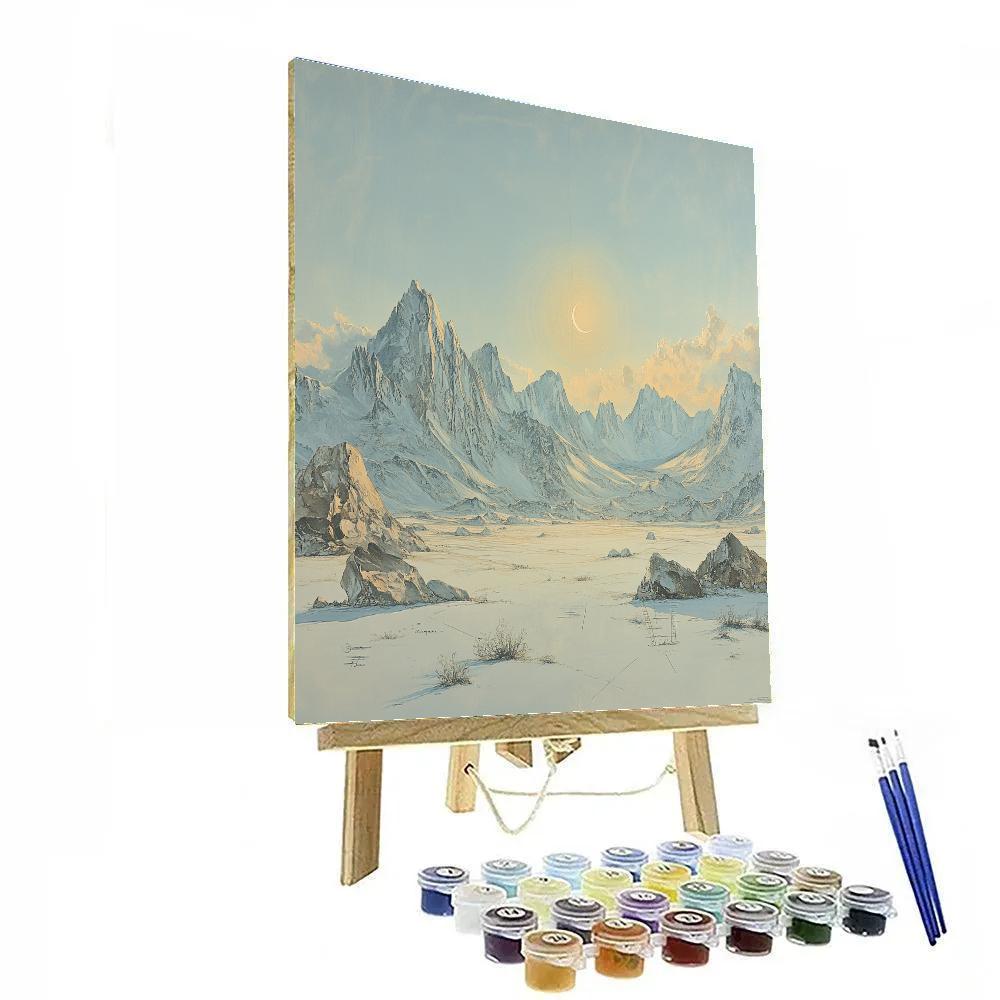 Leonardo Da Vinci Inspired Eclipse Over Misty Highlands Painting by numbers kit