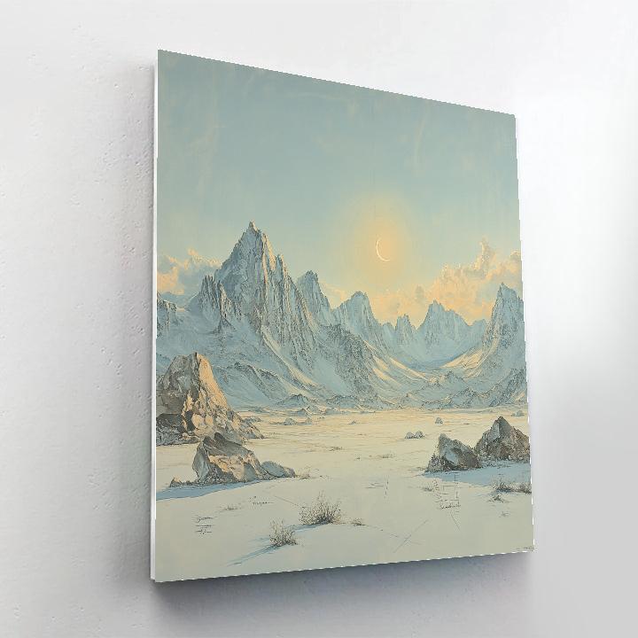 Leonardo Da Vinci Inspired Eclipse Over Misty Highlands Painting by numbers kit