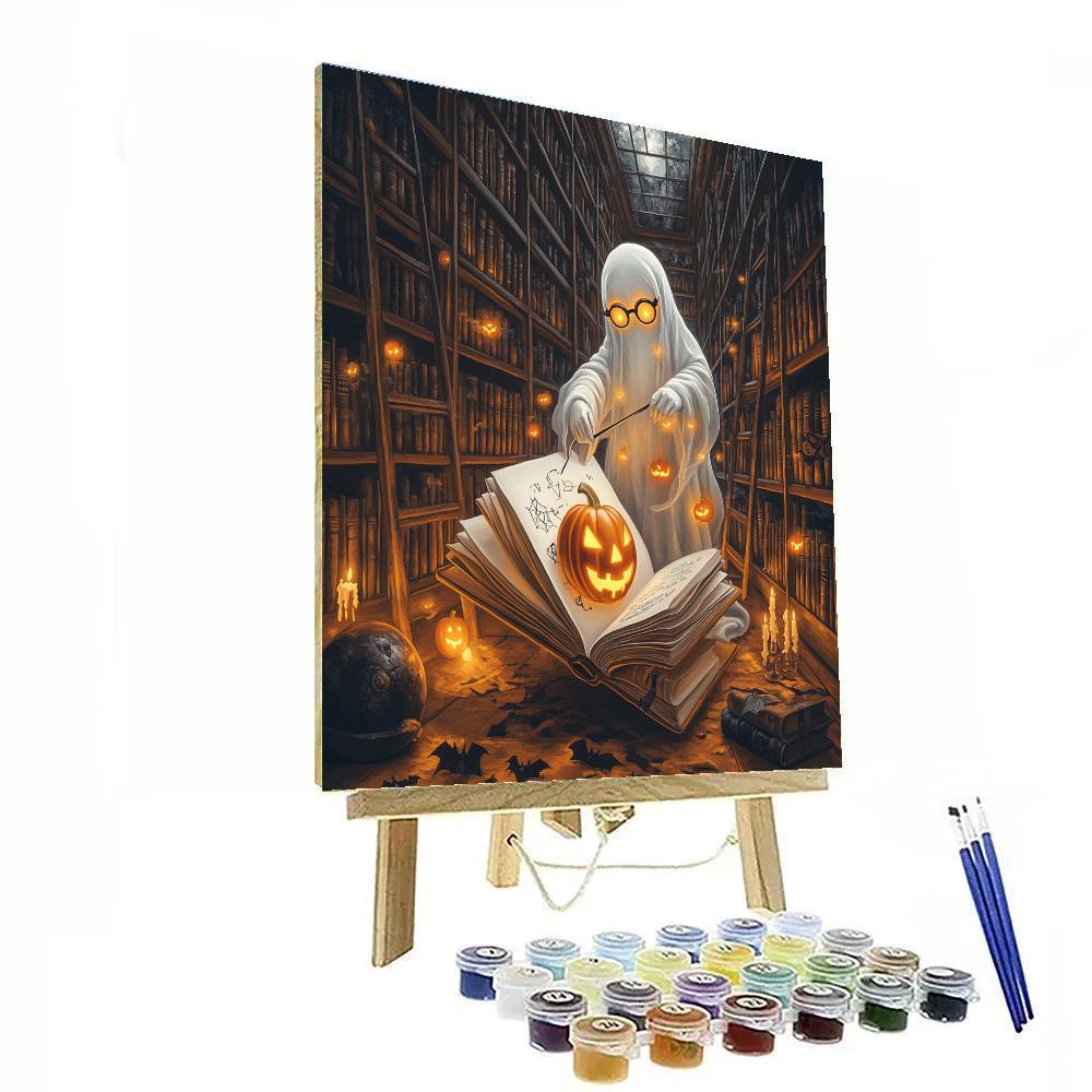 Library Lanterns With Halloween Margins Numbered painting kits