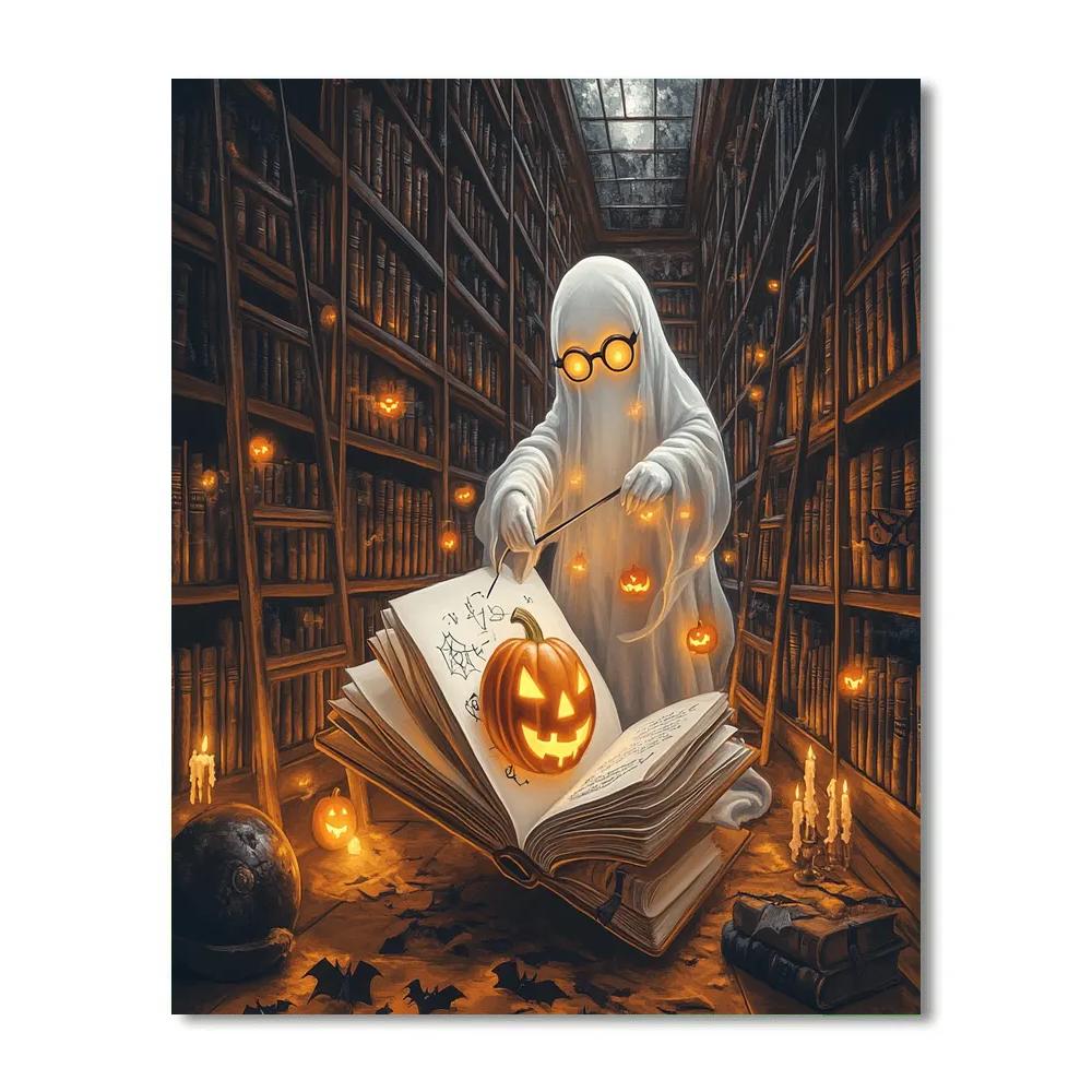 Library Lanterns With Halloween Margins Numbered painting kits