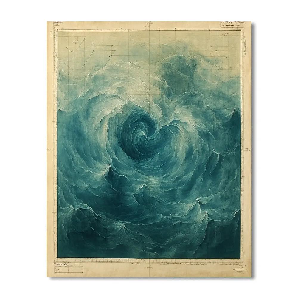 Leonardo Da Vinci Inspired Oceanic Current Cartography Paint by numbers art