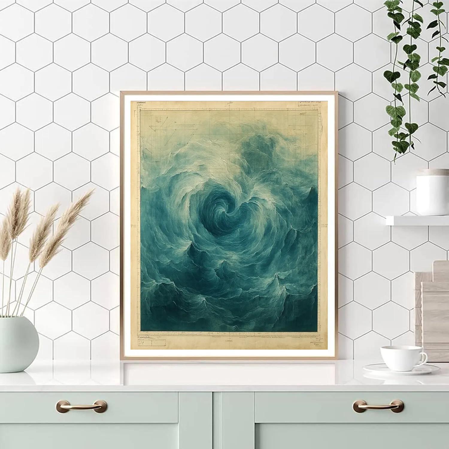Leonardo Da Vinci Inspired Oceanic Current Cartography Paint by numbers art