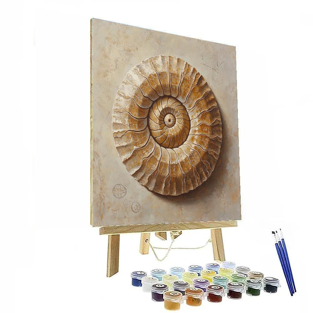 Leonardo Da Vinci Inspired Fossil Spiral Reliquary painting number kit