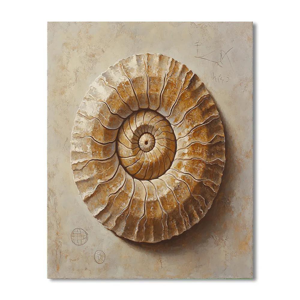Leonardo Da Vinci Inspired Fossil Spiral Reliquary painting number kit