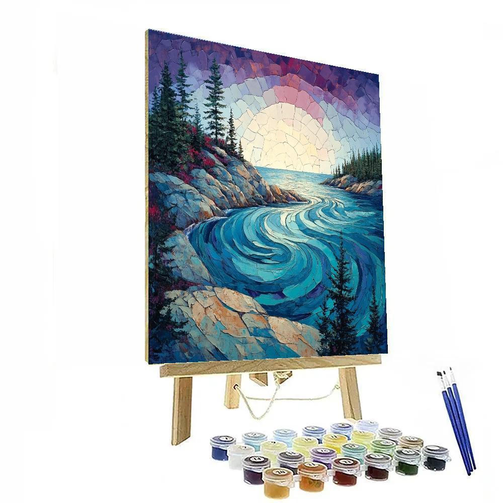 A.Y. Jackson Inspired Northern Lake Under Violet Wind paint by color